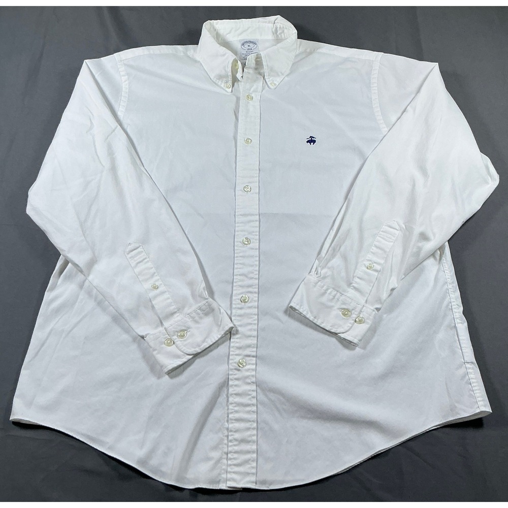 Brooks Brothers 1818 Regent White Button Down Shirt Mens XL Long Sleeve Cotton